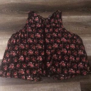 Forever 21 black floral flyaway tank, size 2X